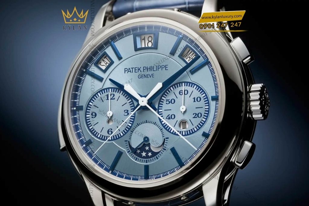 Kỳ Lân Luxury dong ho patek philippe grand complications 5308G 001 3 Đồng hồ Patek Philippe Grand Complications 5308G-001 mặt số xanh opaline