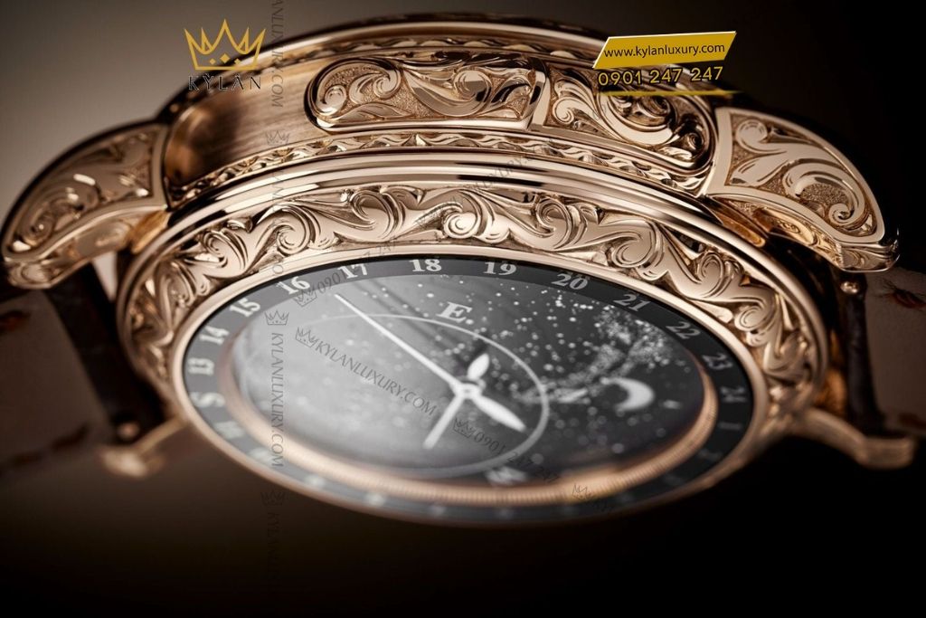 Kỳ Lân Luxury dong ho patek philippe grand complications 6002R 001 sky moon tourbillon 7 Đồng hồ Patek Philippe Grand Complications 6002R-001 Sky Moon Tourbillon vàng hồng tráng men