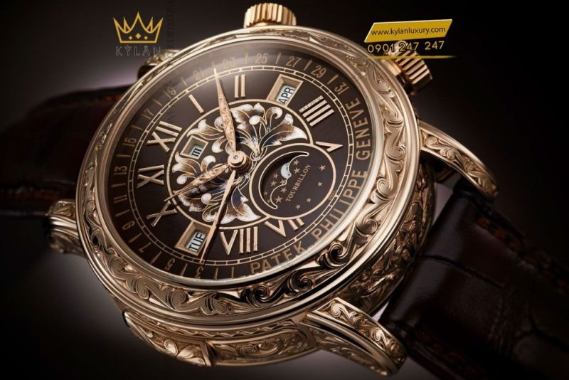 Đồng hồ Patek Philippe Grand Complications 6002R-001 Sky Moon Tourbillon vàng hồng tráng men