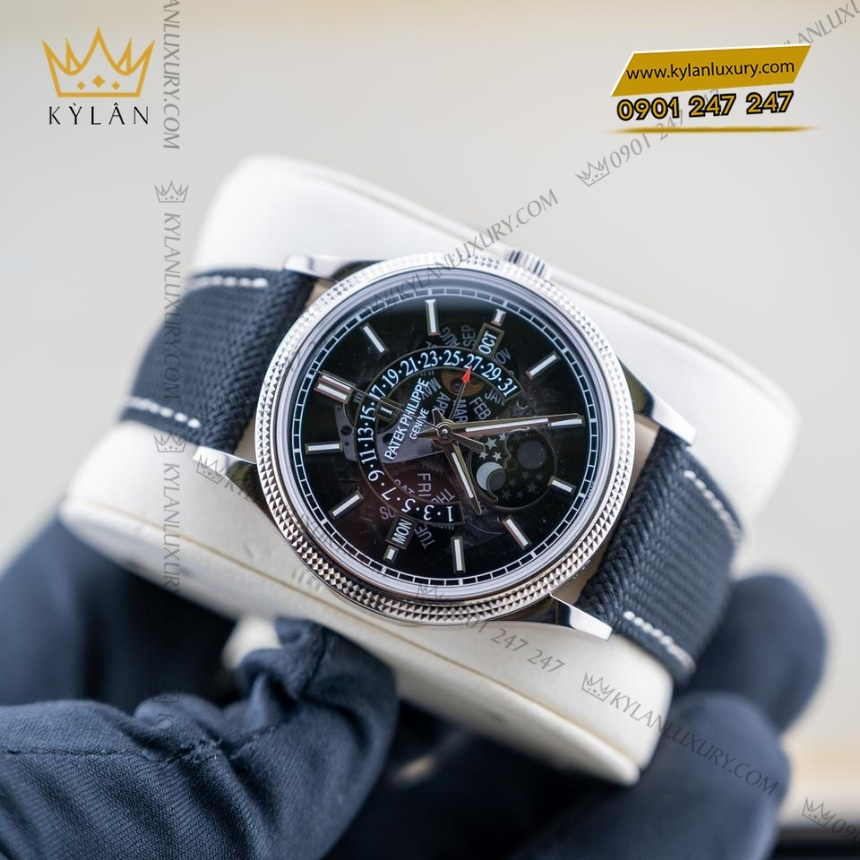 Kỳ Lân Luxury dong ho patek philippe grand complications 6159g 001 vang trang 13 Đồng hồ Patek Philippe Grand Complications mặt số sapphire 6159G-001
