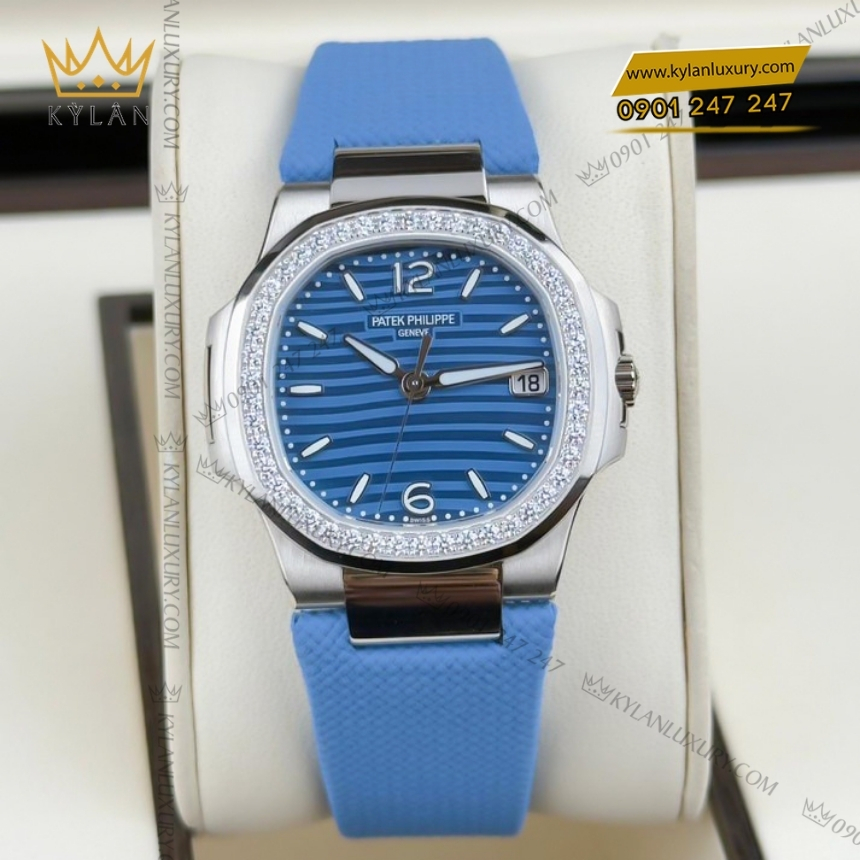 Kỳ Lân Luxury dong ho patek philippe nautilus 7010g 013 mat so xanh vanh kim cuong 6 Đồng hồ Patek Philippe Nautilus 7010G-013 mặt số xanh vành kim cương