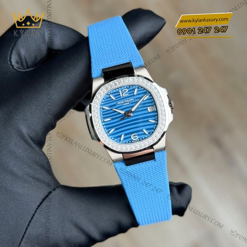 Kỳ Lân Luxury dong ho patek philippe nautilus 7010g 013 mat so xanh vanh kim cuong 7 Đồng hồ Patek Philippe Nautilus 7010G-013 mặt số xanh vành kim cương