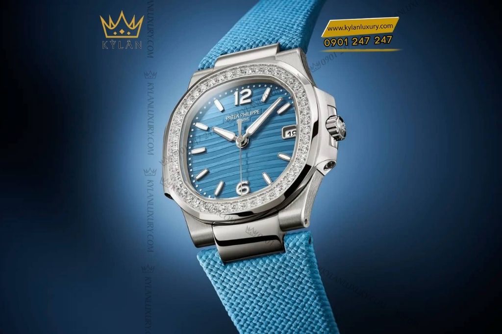 Kỳ Lân Luxury dong ho patek philippe nautilus 7101g 013 5 Đồng hồ Patek Philippe Nautilus 7010G-013 mặt số xanh vành kim cương