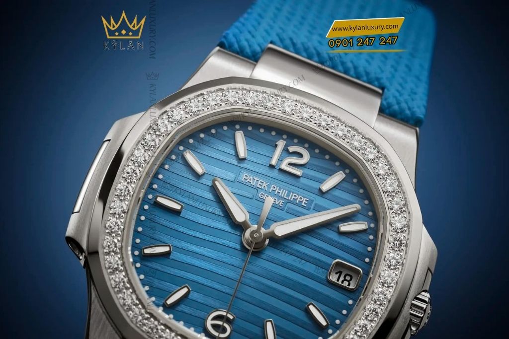 Kỳ Lân Luxury dong ho patek philippe nautilus 7101g 013 6 Đồng hồ Patek Philippe Nautilus 7010G-013 mặt số xanh vành kim cương