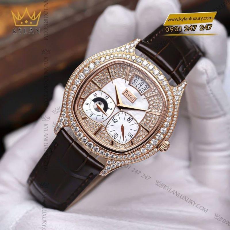 Đồng hồ Piaget Polo Emperador Dual Time mặt số nạm kim cương G0A32020