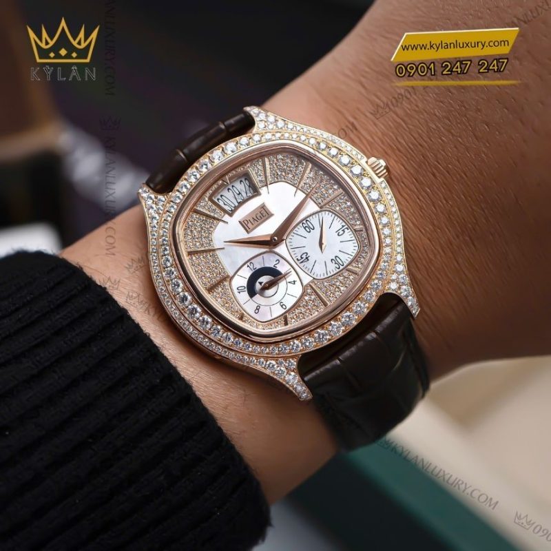 Đồng hồ Piaget Polo Emperador Dual Time mặt số nạm kim cương G0A32020