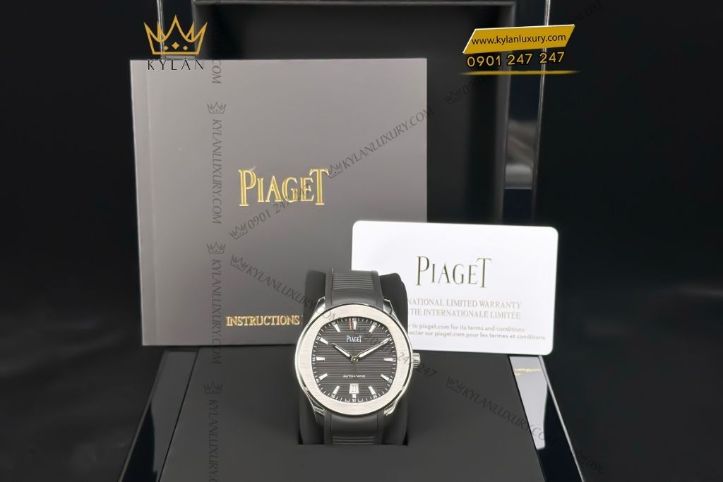 Kỳ Lân Luxury dong ho piaget polo date g0a47014 2 Đồng hồ Piaget Polo Date mặt số đen G0A47014