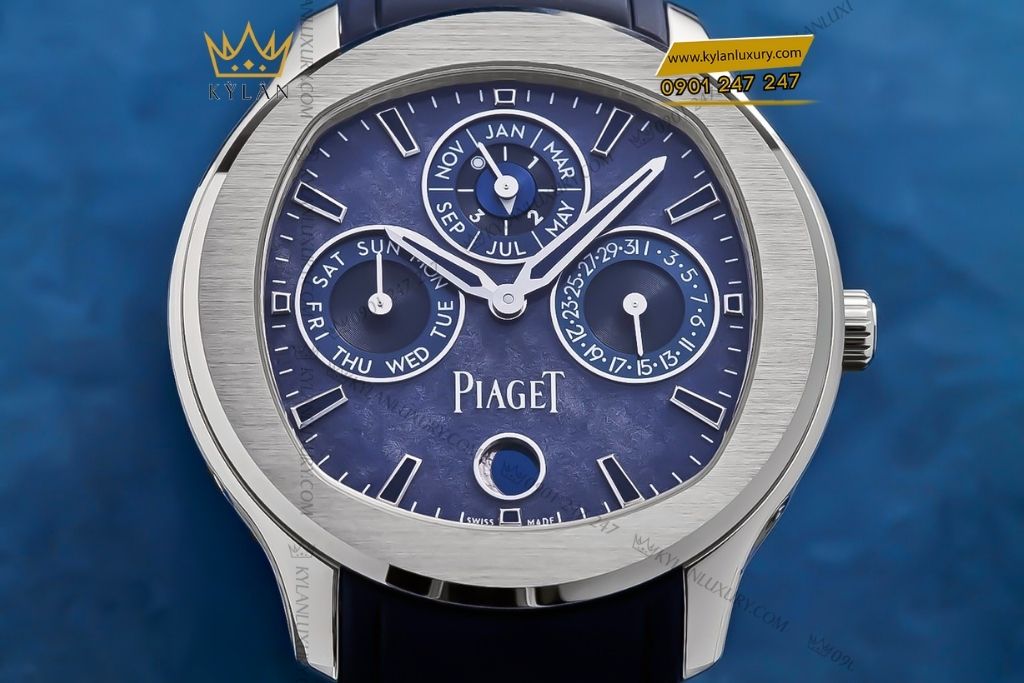 Kỳ Lân Luxury dong ho piaget polo perpetual calendar obsidian g0a49006 6 Đồng hồ Piaget Polo Perpetual Calendar Obsidian mặt thiên thạch xanh G0A49006