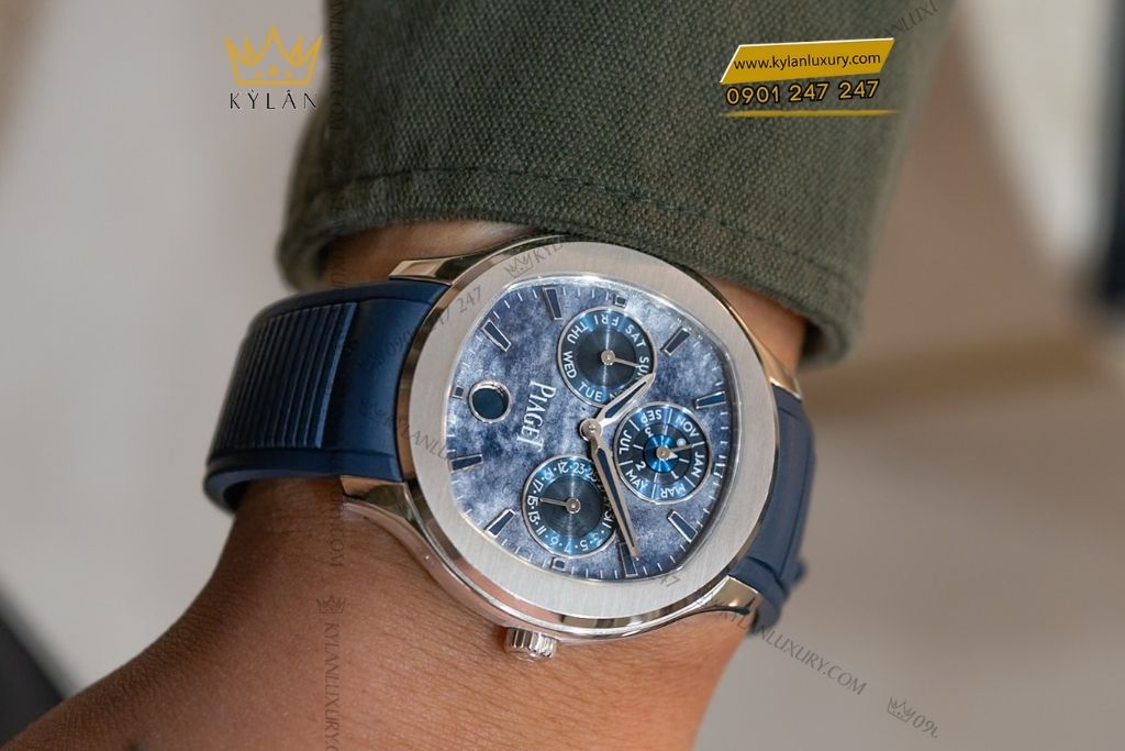 Kỳ Lân Luxury dong ho piaget polo perpetual calendar obsidian g0a49006 7 Đồng hồ Piaget Polo Perpetual Calendar Obsidian mặt thiên thạch xanh G0A49006
