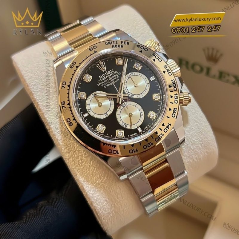 Đồng hồ Rolex Cosmograph Daytona vàng kim mặt số đen M126503-0002