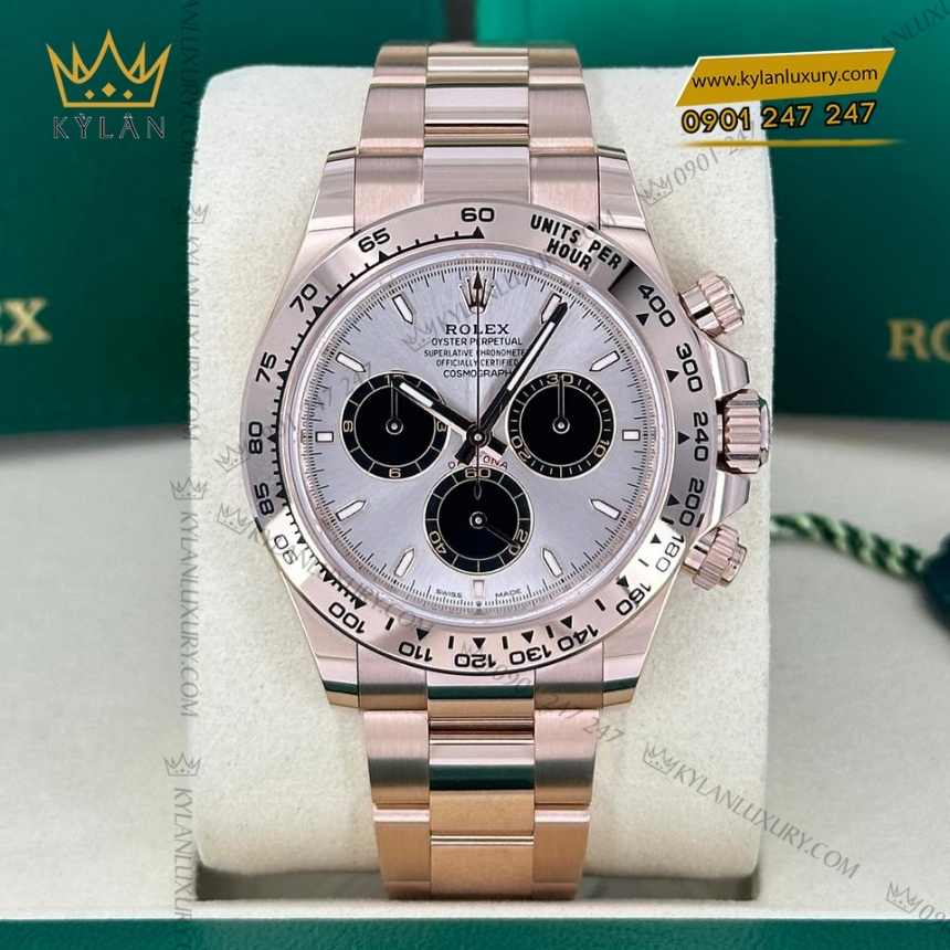 Kỳ Lân Luxury dong ho rolex cosmograph daytona mat so do sundust 126505 0003 10 Đồng hồ Rolex Cosmograph Daytona mặt sundust phối đen 126505-0003