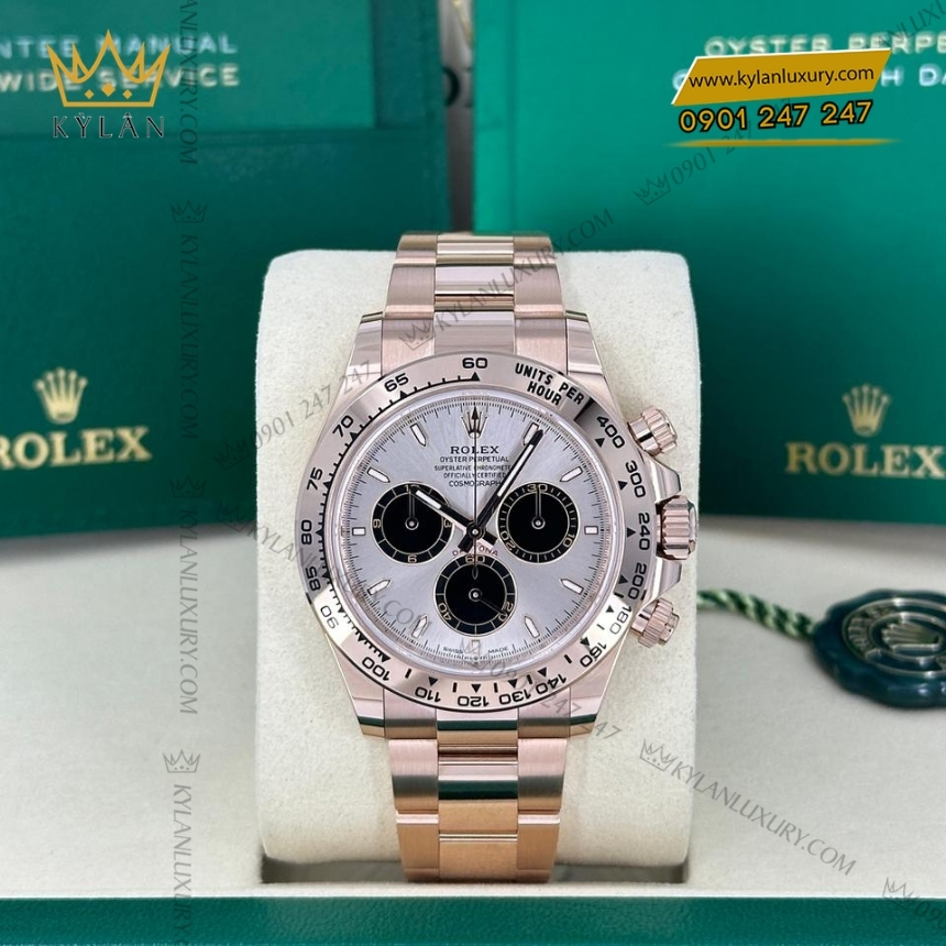 Kỳ Lân Luxury dong ho rolex cosmograph daytona mat so do sundust 126505 0003 3 Đồng hồ Rolex Cosmograph Daytona mặt sundust phối đen 126505-0003