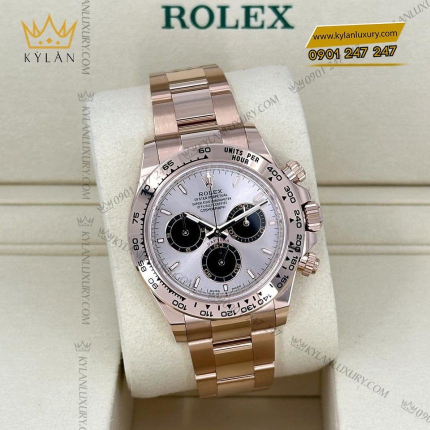 Kỳ Lân Luxury dong ho rolex cosmograph daytona mat so do sundust 126505 0003 4 Đồng hồ Rolex Cosmograph Daytona mặt sundust phối đen 126505-0003