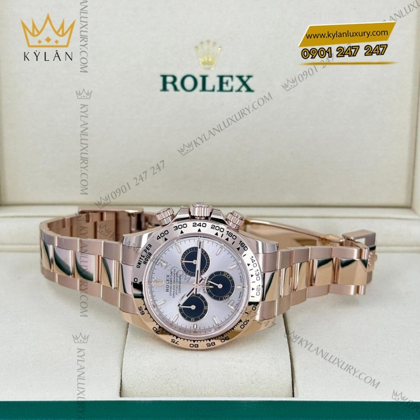 Kỳ Lân Luxury dong ho rolex cosmograph daytona mat so do sundust 126505 0003 7 Đồng hồ Rolex Cosmograph Daytona mặt sundust phối đen 126505-0003