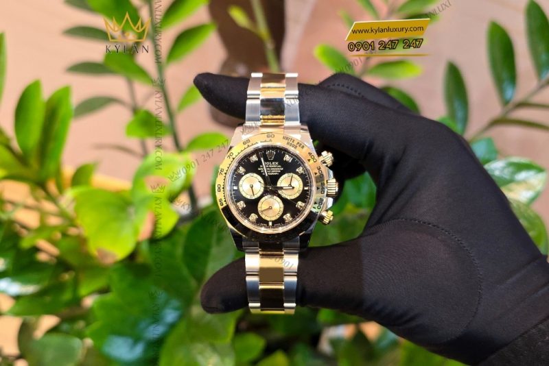 Đồng hồ Rolex Cosmograph Daytona mặt số đen cọc kim cương 126503-0002