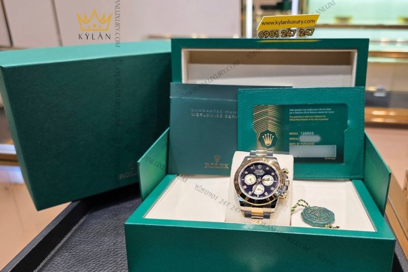 Đồng hồ Rolex Cosmograph Daytona mặt số đen cọc kim cương 126503-0002