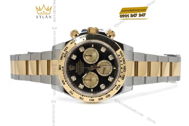 Đồng hồ Rolex Cosmograph Daytona mặt số đen cọc kim cương 126503-0002