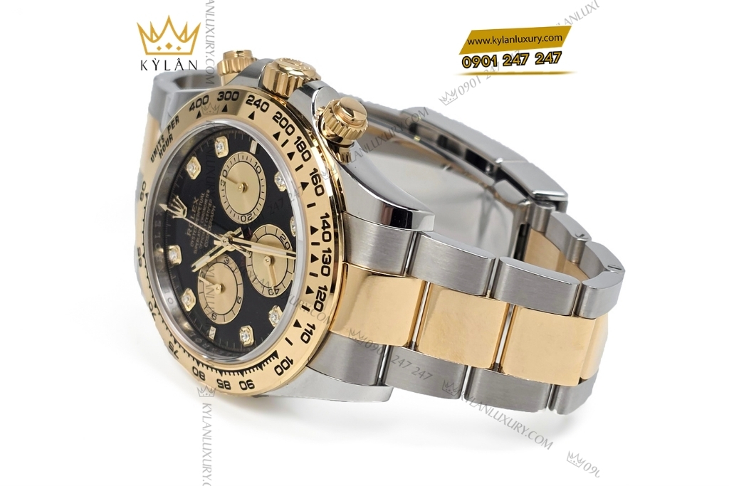 Kỳ Lân Luxury dong ho rolex cosmograph daytona vang kim mat so den m126503 0002 4 Đồng hồ Rolex Cosmograph Daytona mặt số đen cọc kim cương 126503-0002
