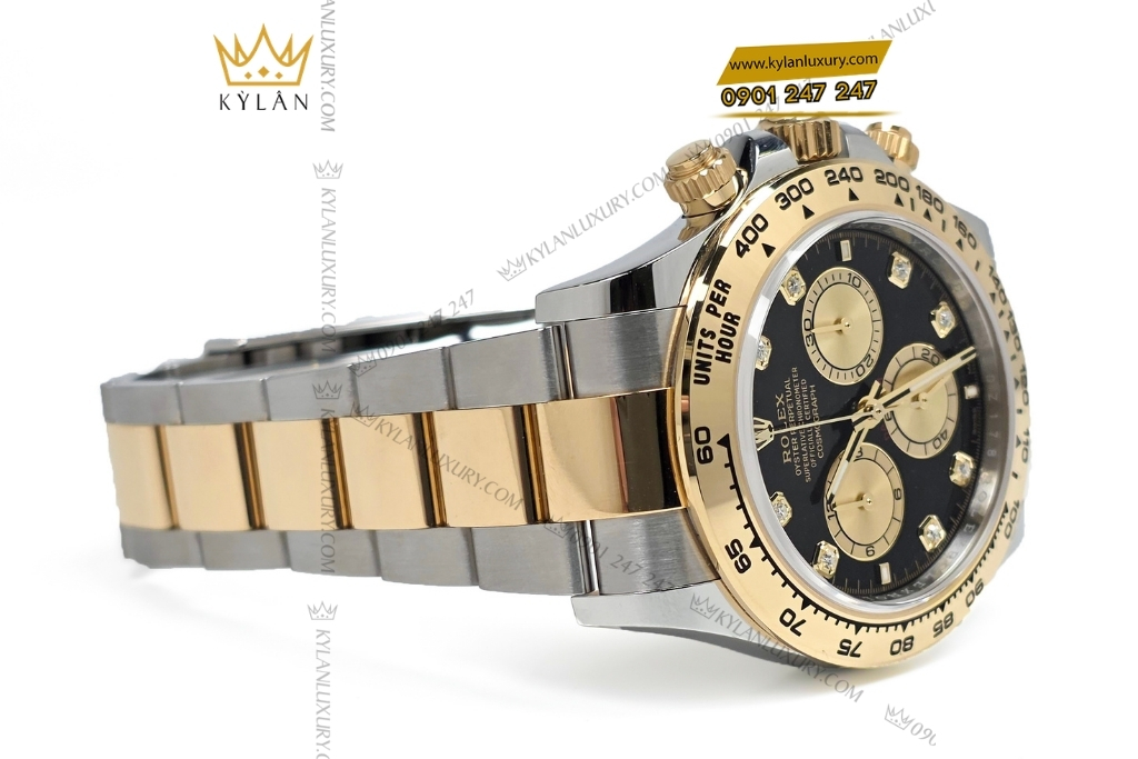 Kỳ Lân Luxury dong ho rolex cosmograph daytona vang kim mat so den m126503 0002 6 Đồng hồ Rolex Cosmograph Daytona vàng kim mặt số đen 126503-0002