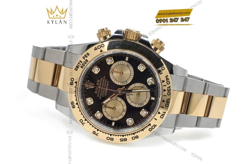 Đồng hồ Rolex Cosmograph Daytona mặt số đen cọc kim cương 126503-0002