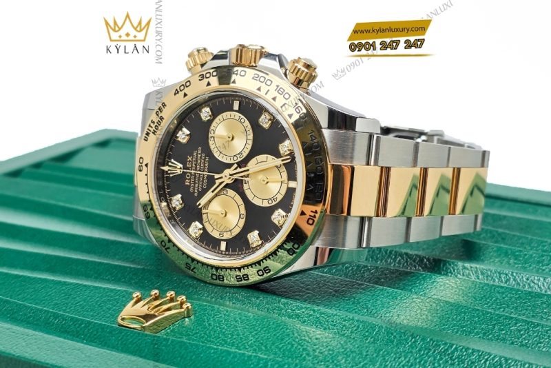 Đồng hồ Rolex Cosmograph Daytona mặt số đen cọc kim cương 126503-0002