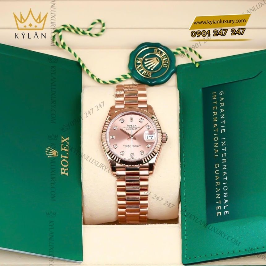 Kỳ Lân Luxury dong ho rolex datejust 31 278275 0031 2 Đồng hồ Rolex Datejust 31 mặt số hồng 278275-0031