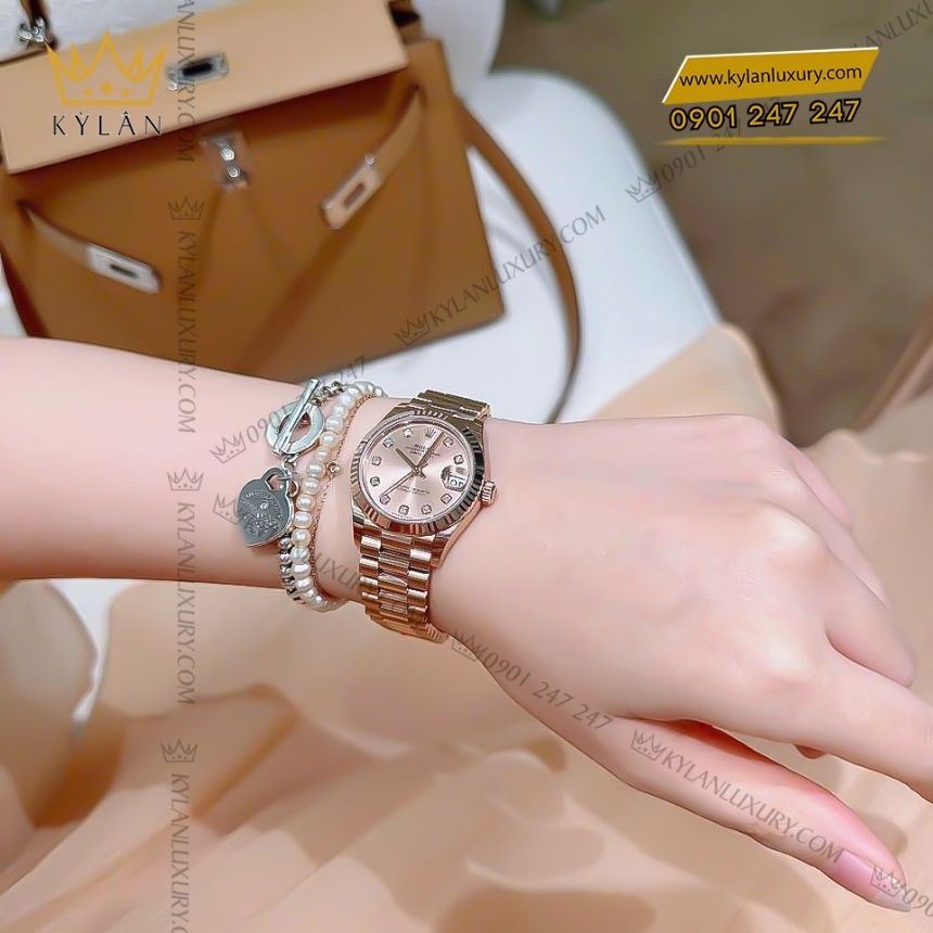 Kỳ Lân Luxury dong ho rolex datejust 31 278275 0031 3 Đồng hồ Rolex Datejust 31 mặt số hồng 278275-0031