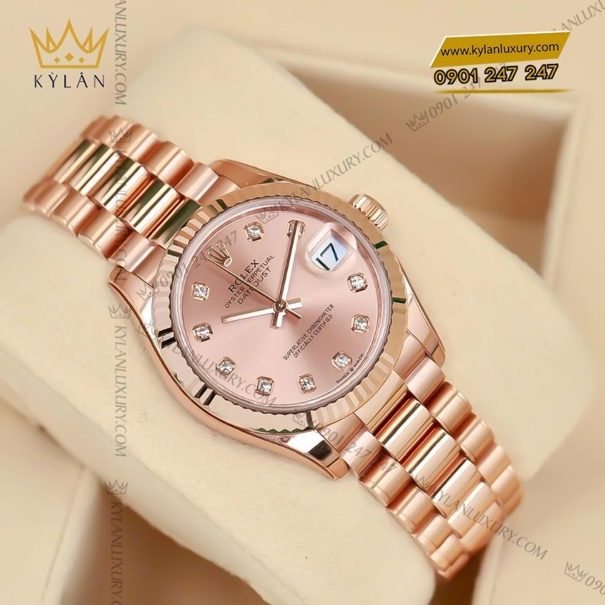 Kỳ Lân Luxury dong ho rolex datejust 31 278275 0031 4 Đồng hồ Rolex Datejust 31 mặt số hồng 278275-0031