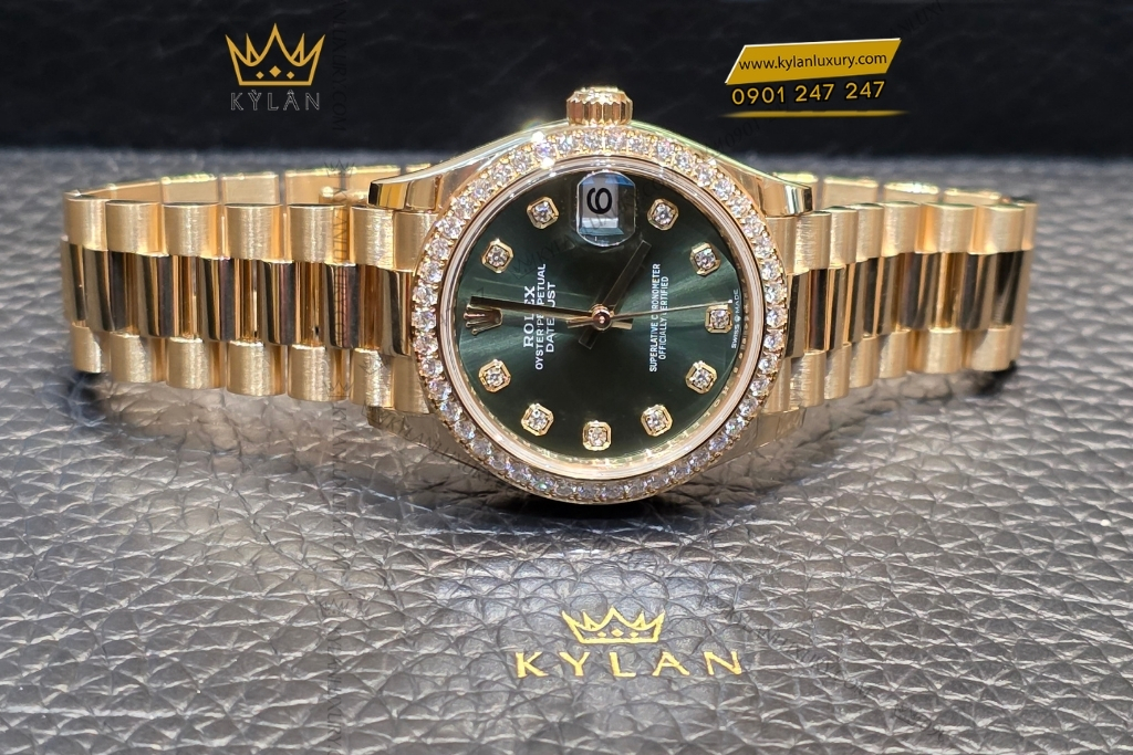 Kỳ Lân Luxury dong ho rolex datejust 31 278288rbr 0007 10 1 Đồng hồ Rolex Datejust 31 mặt số olive vành kim cương 278288rbr-0007