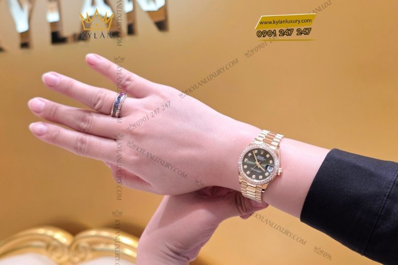 Đồng hồ Rolex Datejust 31 mặt số olive vành kim cương 278288rbr-0007