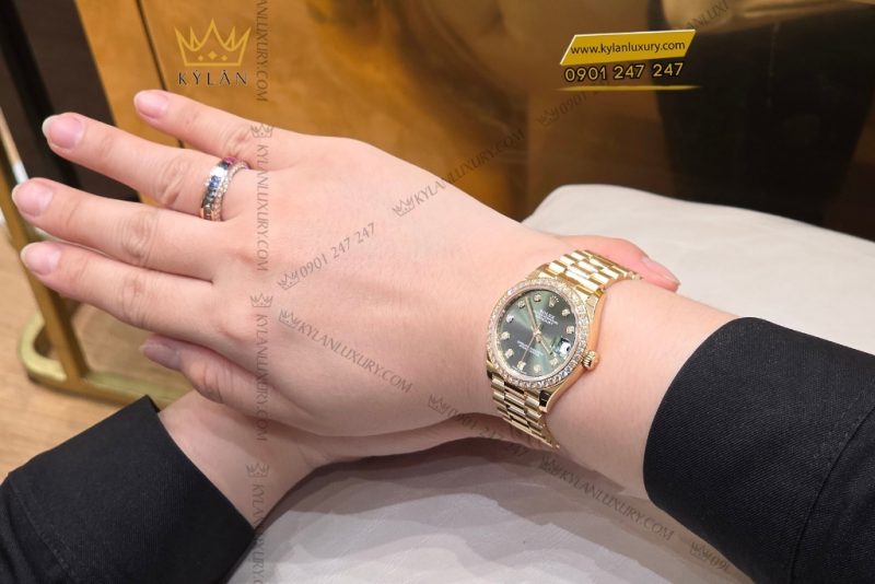 Đồng hồ Rolex Datejust 31 mặt số olive vành kim cương 278288rbr-0007