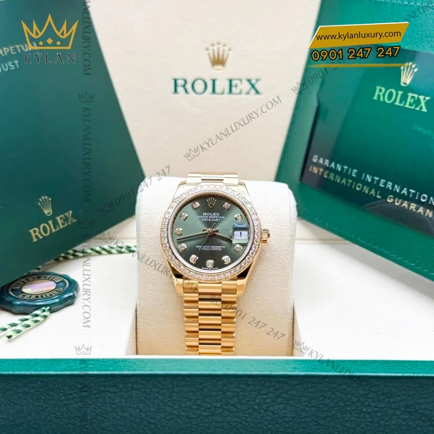 Kỳ Lân Luxury dong ho rolex datejust 31 278288rbr 0007 2 2 Đồng hồ Rolex Datejust 31 mặt số olive nạm kim cương 278288rbr-0007