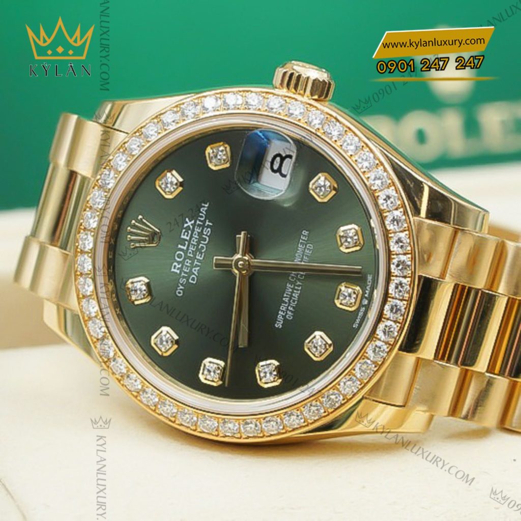Kỳ Lân Luxury dong ho rolex datejust 31 278288rbr 0007 4 Đồng hồ Rolex Datejust 31 mặt số olive nạm kim cương 278288rbr-0007