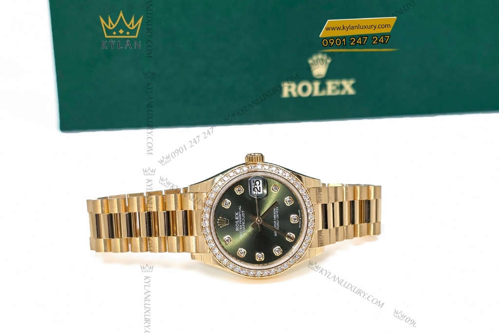 Kỳ Lân Luxury dong ho rolex datejust 31 278288rbr 0007 6 3 Đồng hồ Rolex Datejust 31 mặt số olive vành kim cương 278288rbr-0007