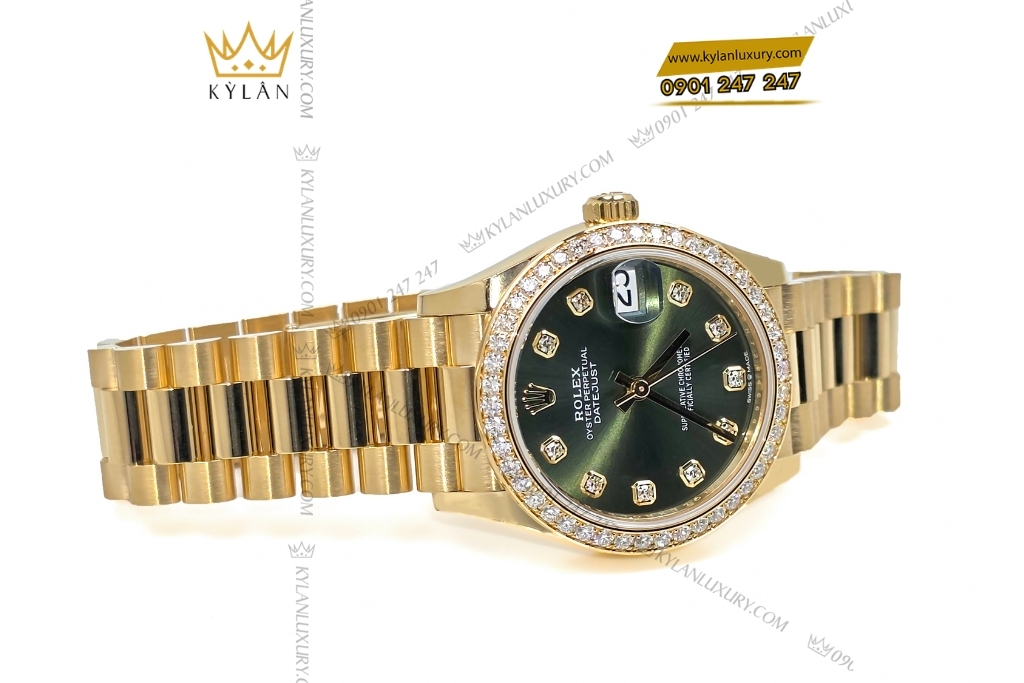 Kỳ Lân Luxury dong ho rolex datejust 31 278288rbr 0007 7 3 Đồng hồ Rolex Datejust 31 mặt số olive vành kim cương 278288rbr-0007