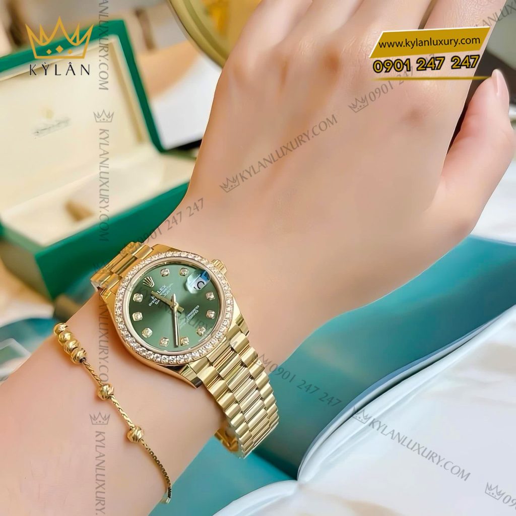 Kỳ Lân Luxury dong ho rolex datejust 31 278288rbr 0007 8 1 Đồng hồ Rolex Datejust 31 mặt số olive nạm kim cương 278288rbr-0007