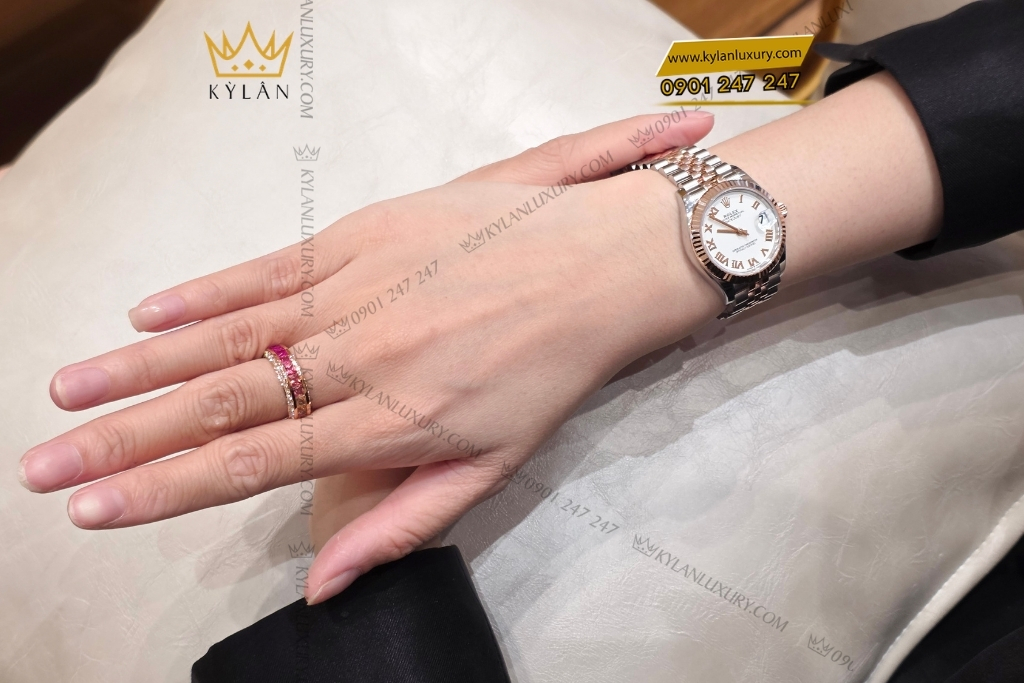 Kỳ Lân Luxury dong ho rolex datejust 31 vang everose 278271 0002 25 Đồng hồ Rolex Datejust 31 mặt số trắng cọc La Mã 278271-0002