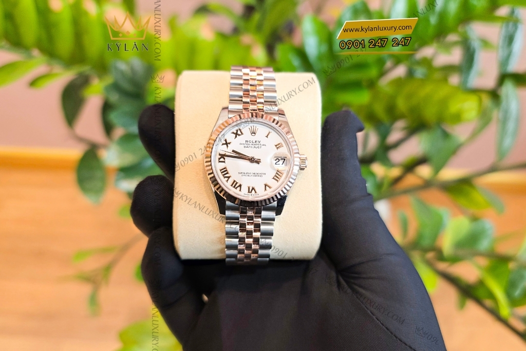 Kỳ Lân Luxury dong ho rolex datejust 31 vang everose 278271 0002 27 Đồng hồ Rolex Datejust 31 mặt số trắng cọc La Mã 278271-0002
