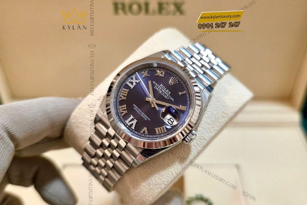 Kỳ Lân Luxury dong ho rolex datejust 36 126234 0021 Đồng hồ Rolex Datejust 36 mặt số tím 126234-0021