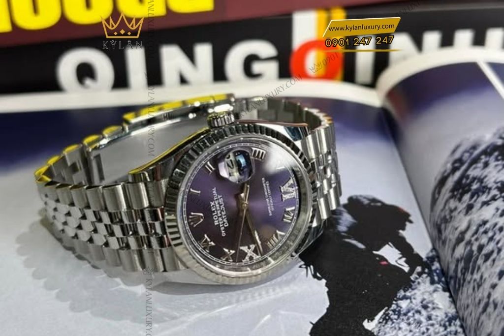 Kỳ Lân Luxury dong ho rolex datejust 36 126234 0021 4 Đồng hồ Rolex Datejust 36 mặt số tím 126234-0021