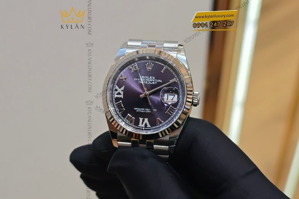 Kỳ Lân Luxury dong ho rolex datejust 36 126234 tim 4 Đồng hồ Rolex Datejust 36 mặt số tím 126234-0021