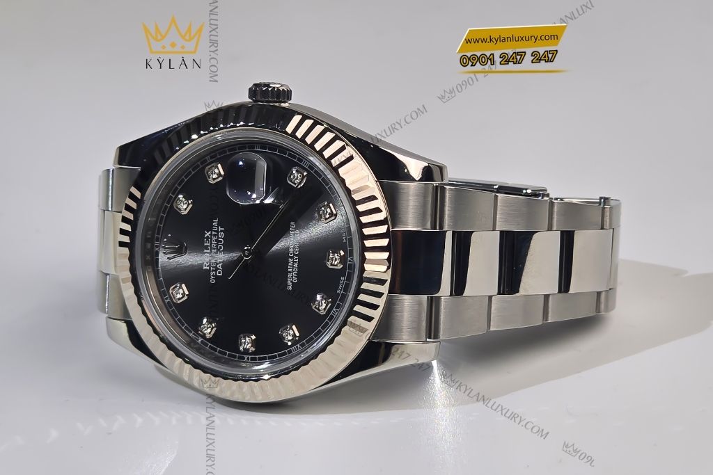 Kỳ Lân Luxury dong ho rolex datejust 41 116334 2 Đồng hồ Rolex Datejust 41 mặt ghi xám 116334