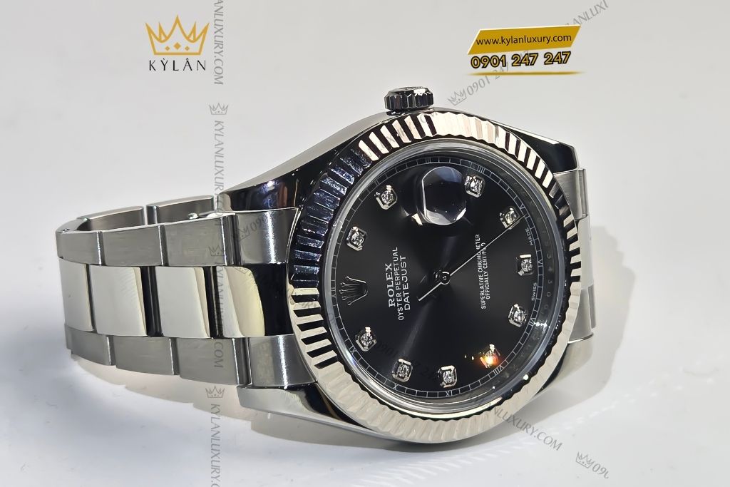 Kỳ Lân Luxury dong ho rolex datejust 41 116334 3 Đồng hồ Rolex Datejust 41 mặt ghi xám 116334