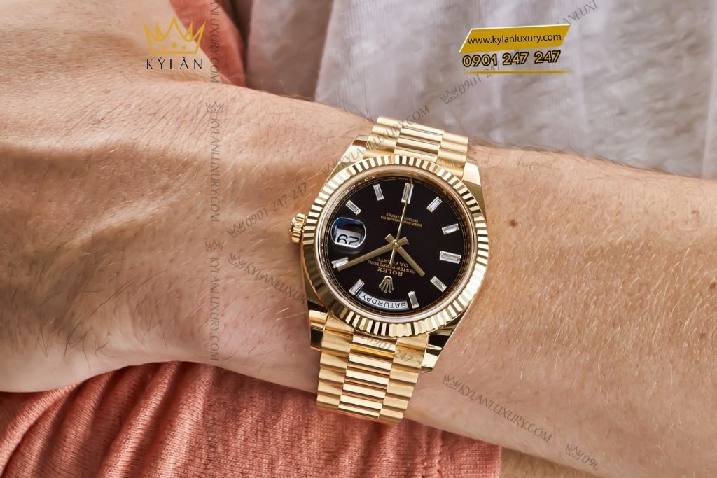 Kỳ Lân Luxury dong ho rolex day date 40 m1228238 0059 Đồng hồ Rolex Day-Date 40mm M228238-0059 mặt mã não cọc số kim cương