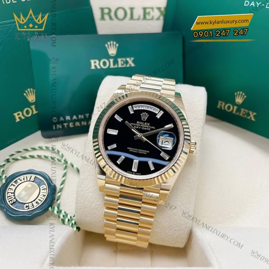 Kỳ Lân Luxury dong ho rolex day date 40mm m228238 0059 mat ma nao coc so kim cuong 9 Đồng hồ Rolex Day-Date 40mm 228238-0059 mặt mã não cọc số kim cương