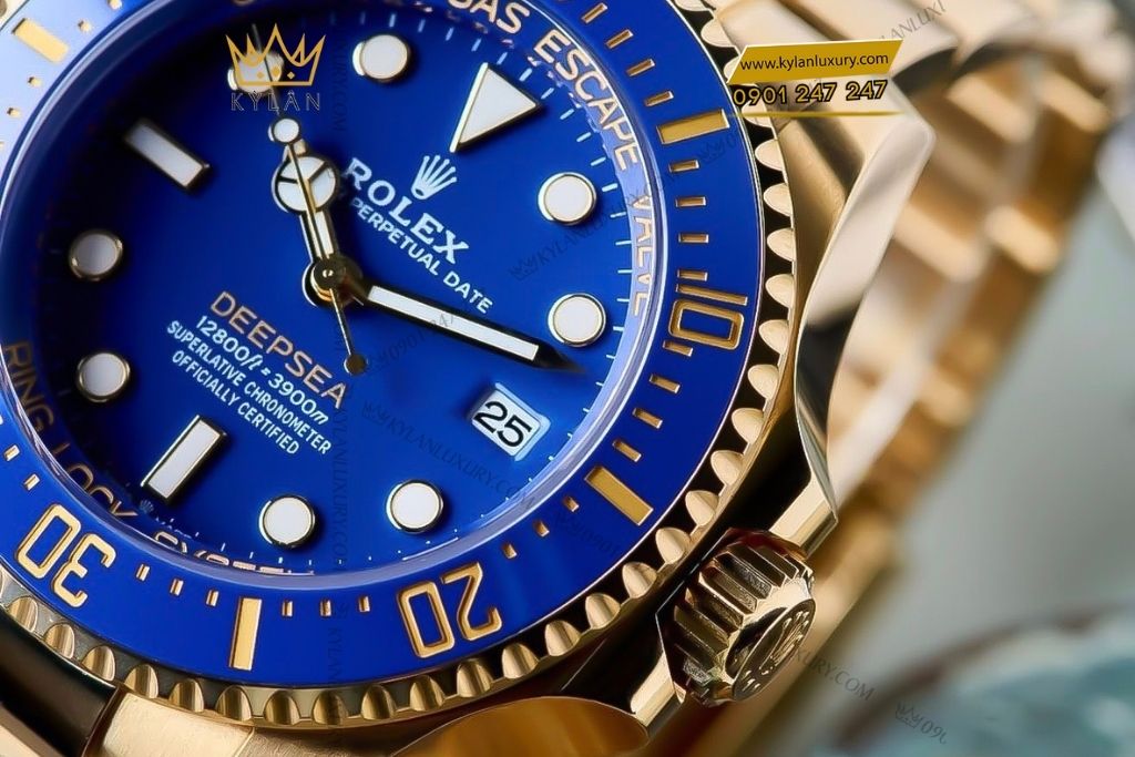 Kỳ Lân Luxury dong ho rolex deepsea vang 18ct m136668lb 0001 4 Đồng hồ Rolex Deepsea vàng 18ct mặt số xanh dương m136668lb-0001