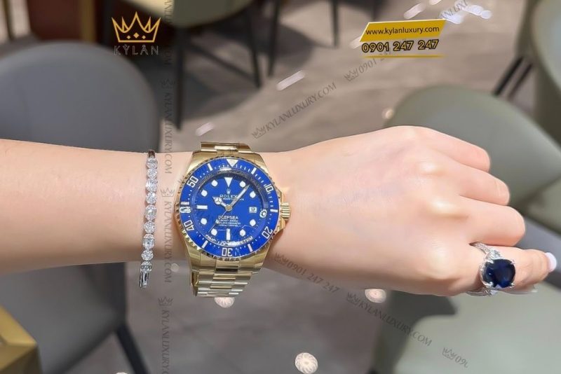 Đồng hồ Rolex Deepsea vàng 18ct mặt số xanh dương m136668lb-0001