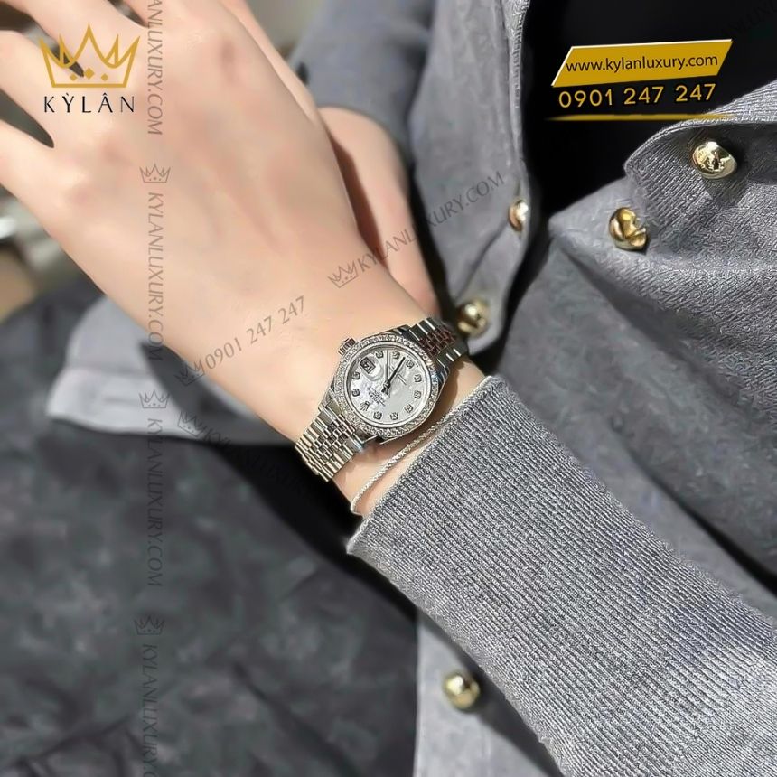 Kỳ Lân Luxury dong ho rolex lady datejust 279384rbr 0011 3 Đồng hồ Rolex Lady-Datejust mặt xà cừ nạm kim cương 279384RBR-0011