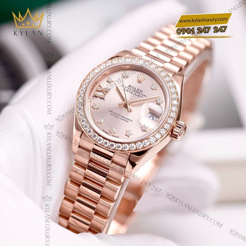 Kỳ Lân Luxury dong ho rolex lady datejust 28 279135rbr 0029 Đồng hồ Rolex Lady-Datejust 28 mặt số hồng 279135RBR-0029