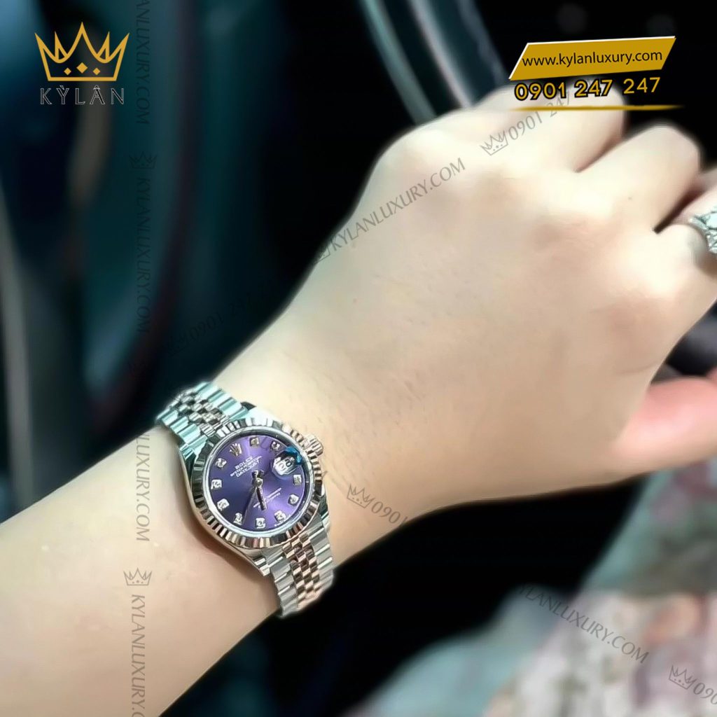 Kỳ Lân Luxury dong ho rolex lady datejust 28 279171 0015 2 Đồng hồ Rolex Lady-Datejust 28 mặt số tím 279171-0015